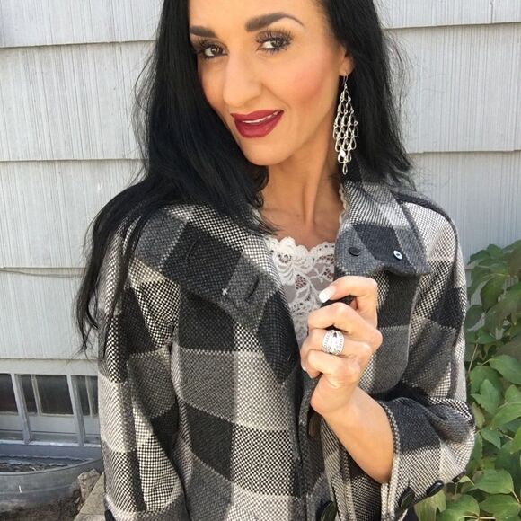 Carlisle wool plaid lined black grey jacket - Picture 5 of 8